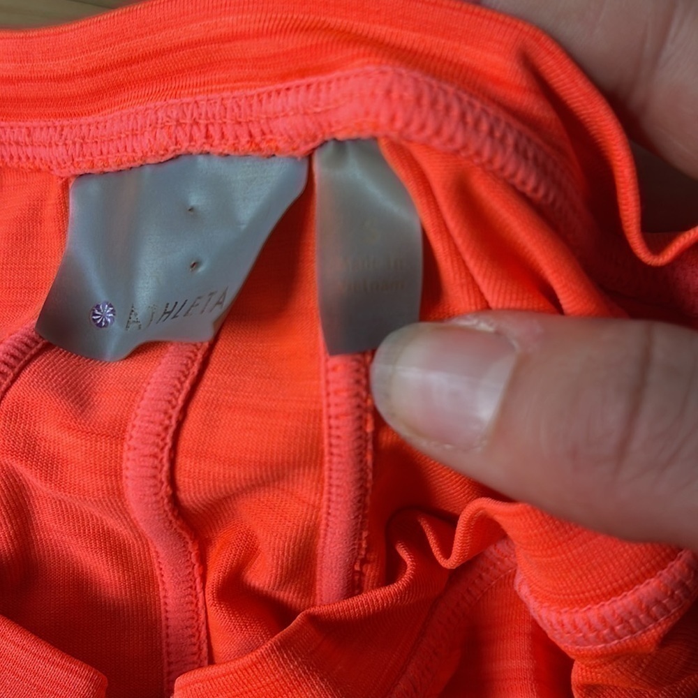𝅺athleta Short Sleeve Half Zip Orange Running Workout Top Size Small - Picture 12 of 13